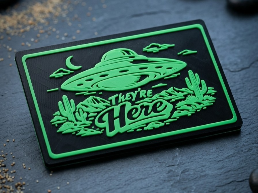 UFO alien They're Here plaque