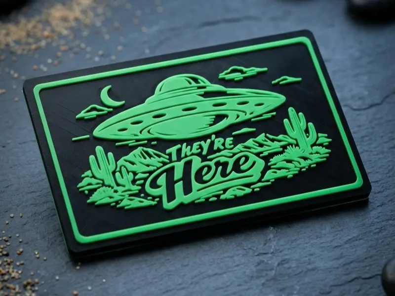 UFO alien They're Here plaque