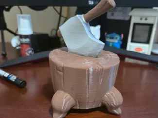 Cute Stump Pot with Axe Lid