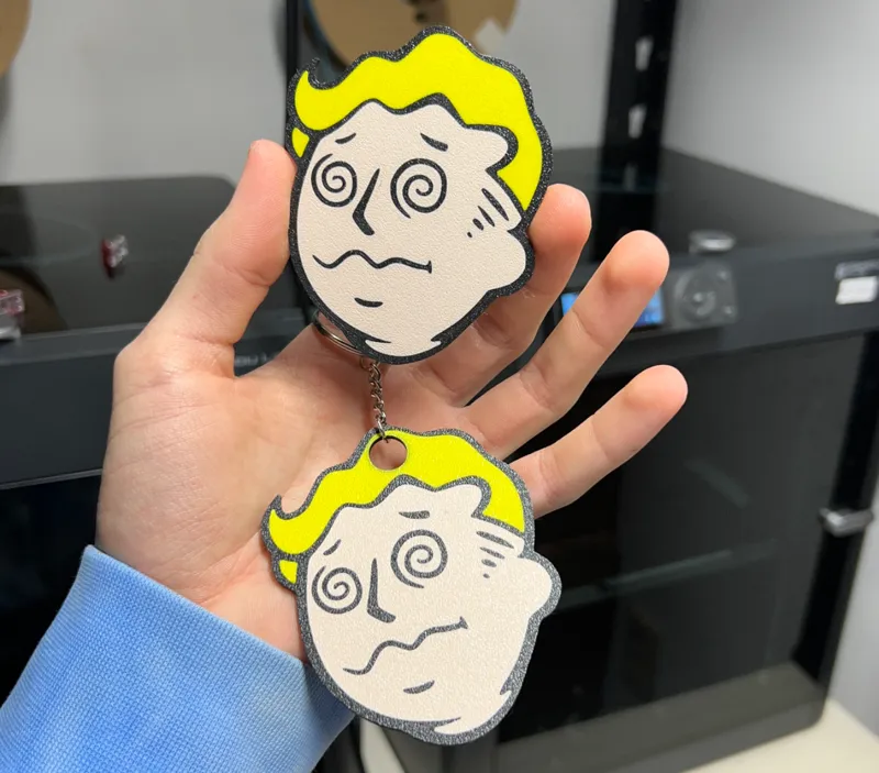 Fallout Vault Boy (Dizzy) Keychain / 2D Print