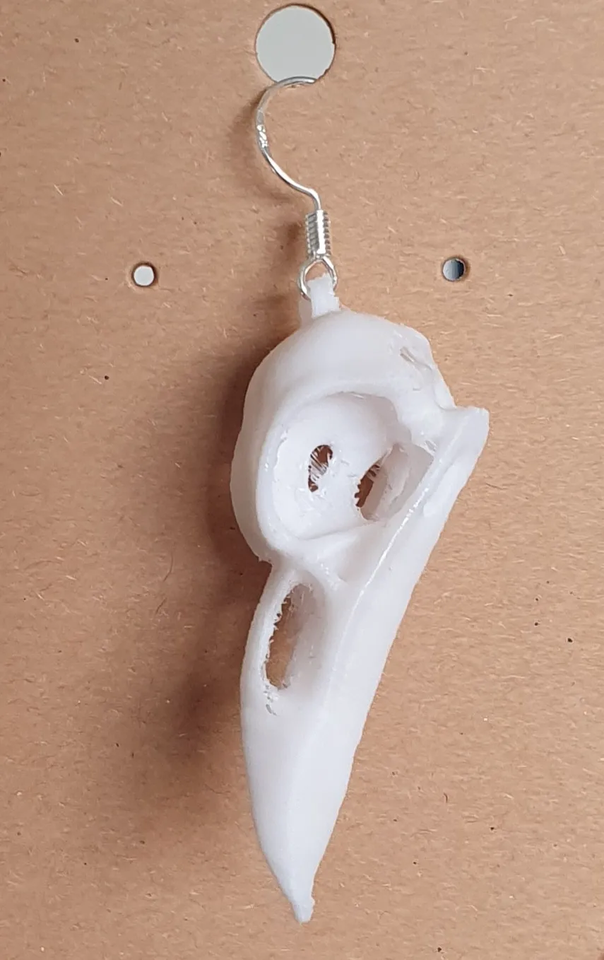 Crow Skull earrings & pendant view 4