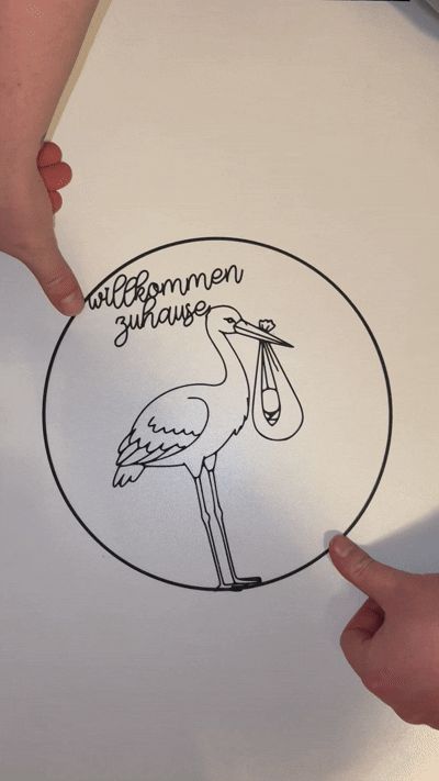 Storch Line Art – Geboren & Geliebt | Born & Loved