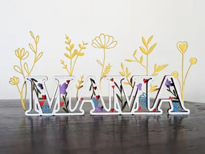 Layered "Mama" with Floral Details - Mothers Day