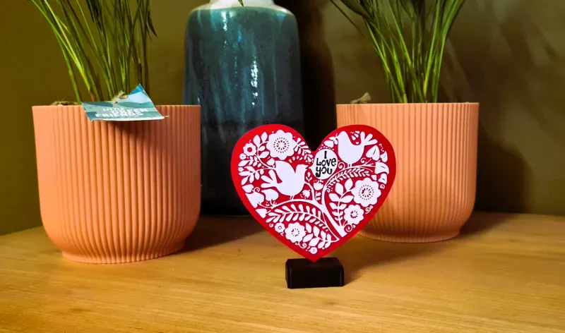 Hart with flowers, birds, I love you