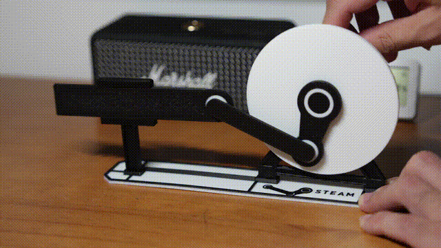 可转动的steam引擎连杆 rotatable steam logo engine 