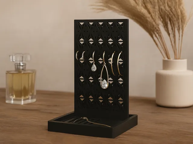 Geometric Lattice Earring Stand — Jewelry Display