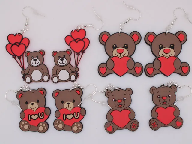 Teddy Bear Heart Earrings