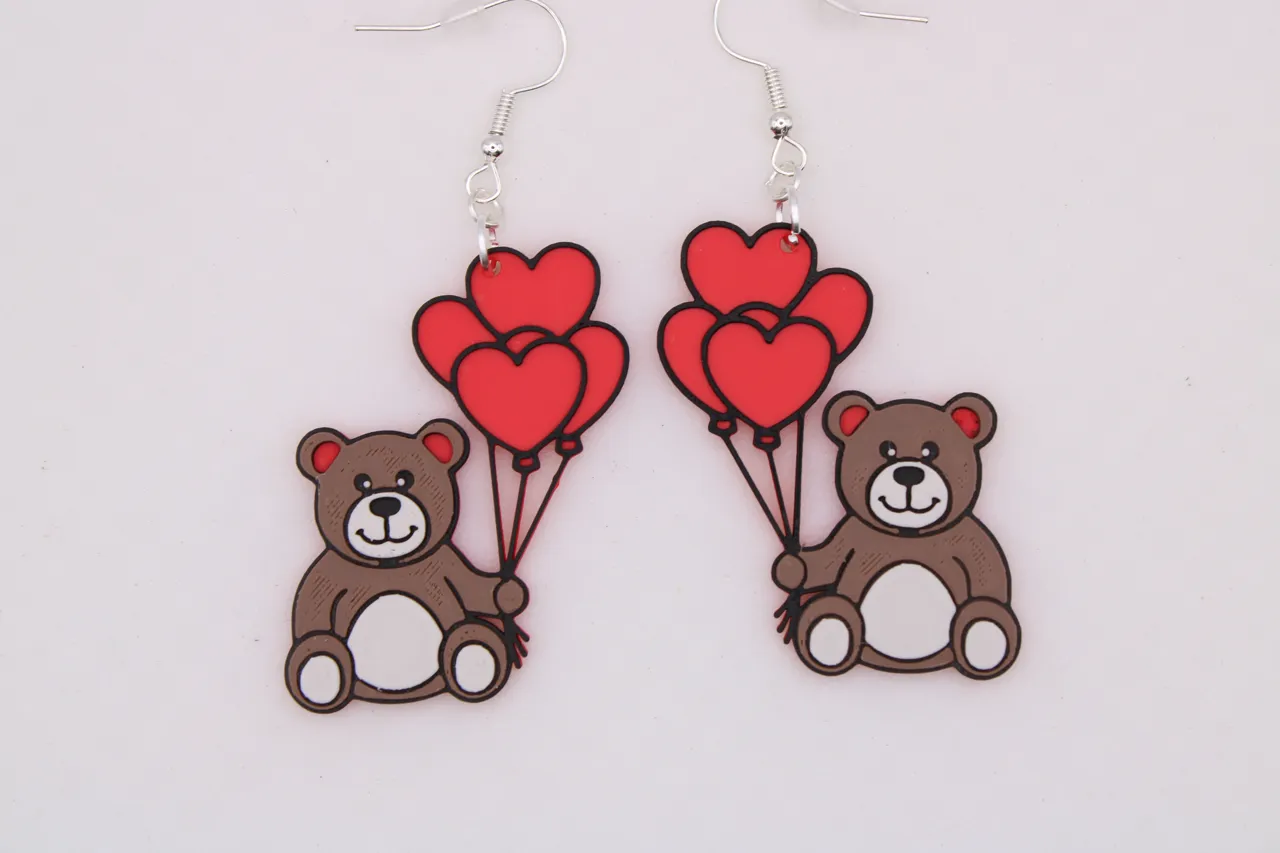 Teddy Bear Heart Earrings view 3