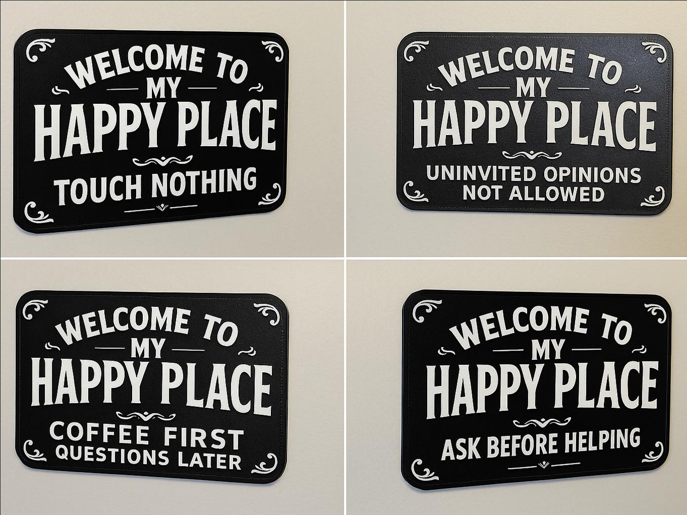 Welcome to My Happy Place – Funny 4-Sign Wall Set