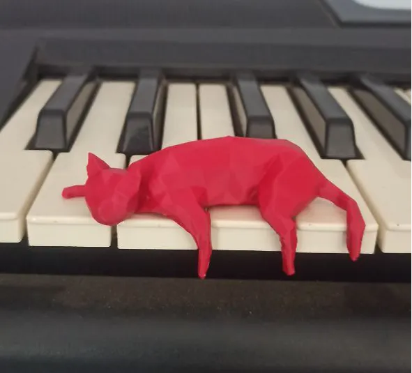 Chat endormi low poly
