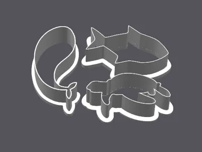 Whale, Fish, and Turtle Cookie Cutters (3in)