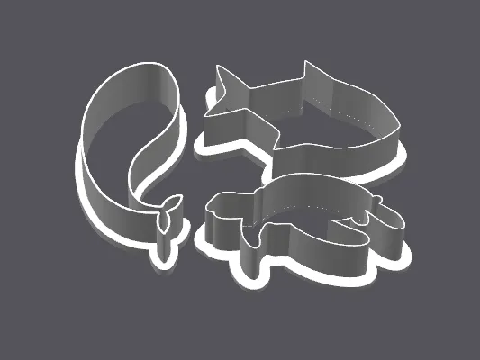 Whale, Fish, and Turtle Cookie Cutters (3in)