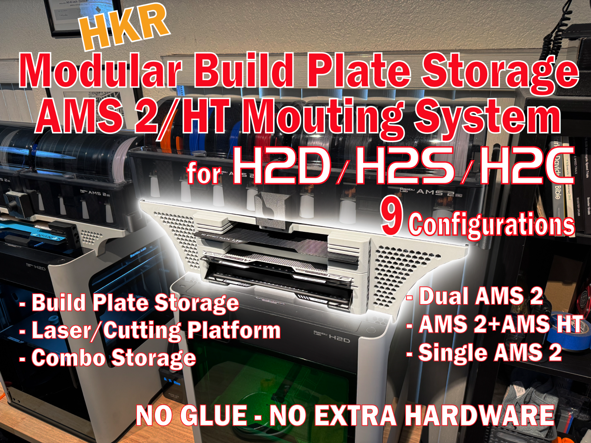 HKR H2D/H2S/H2C BUILD PLATE STORAGE/ AMS2&HT MOUNT
