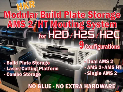 HKR H2D/H2S/H2C BUILD PLATE STORAGE/ AMS2&HT MOUNT