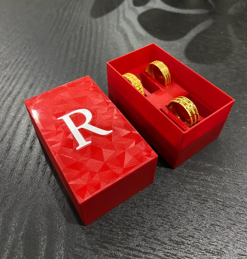 Ring Box With Customisable Text, Overlapping Lid