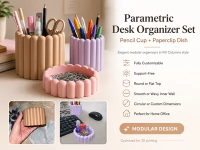 Parametric Desk Organizer Set -Pencil & Paperclip