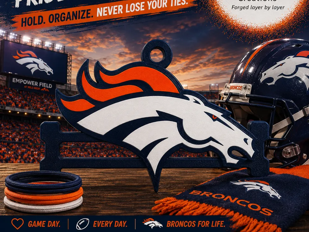 Accesorio para sujetar ligas de cabello: Denver Broncos Football Hair Tie Holder Keychain. Referencia del modelo original.