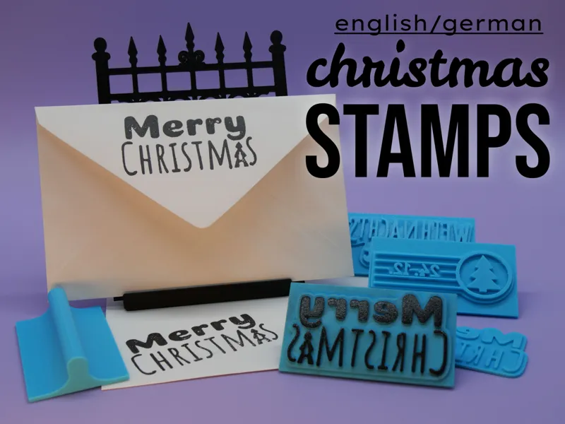 christmas text stamps and handle
