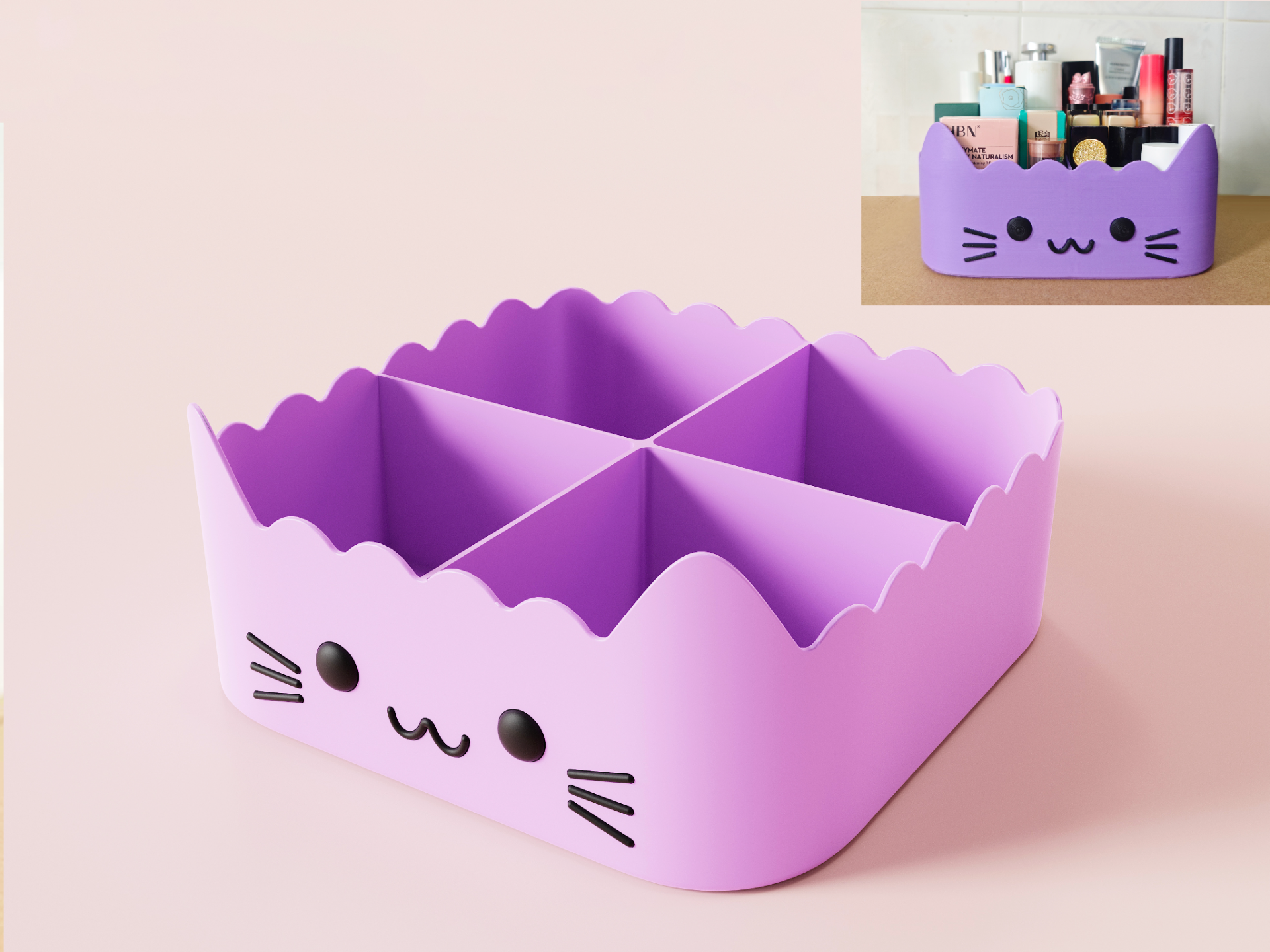 Miniatura 1 do modelo 3D 猫咪化妆品收纳盒