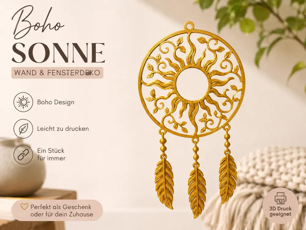 Modelo para impresión 3D: Golden Sun Sonne – Traumfänger Wand- & Fensterdeko. Referencia del modelo original.