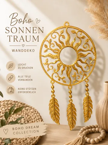 Modelo para impresión 3D: Golden Sun Sonne – Traumfänger Wand- & Fensterdeko — vista de referencia 2