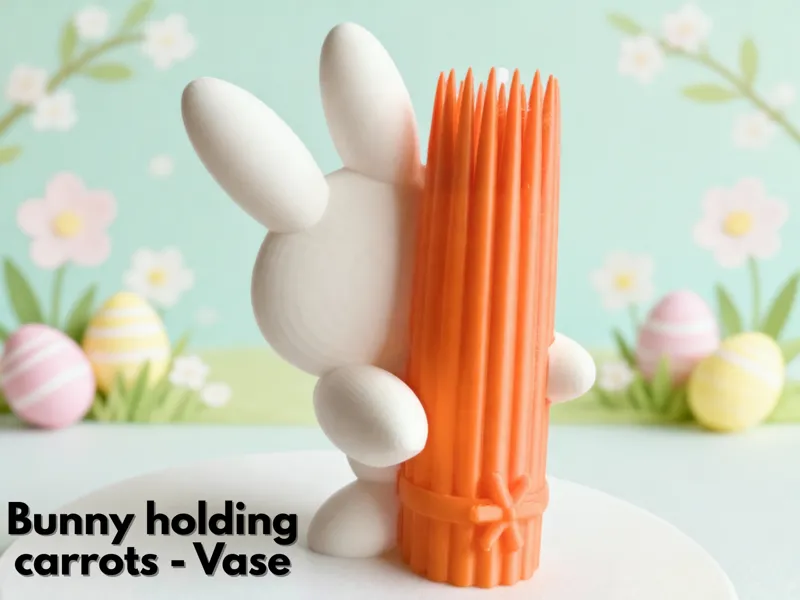 Easter Bunny Holding Carrots - Vase