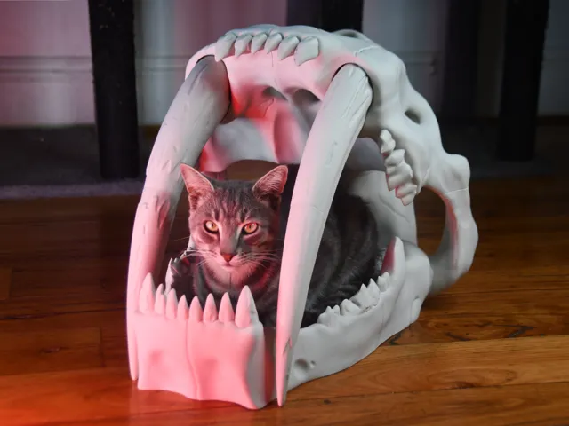 Saber Tooth Tiger Skull Pet Bed