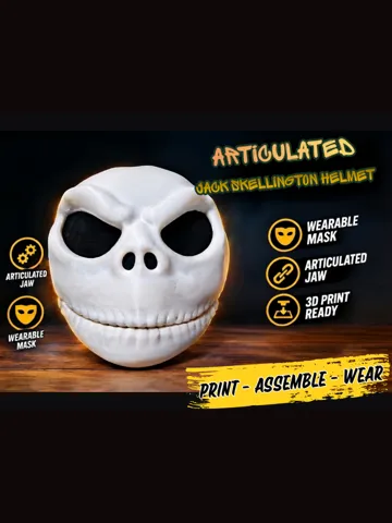 Pieza para disfraz o exhibición: Articulated Jack Skellington Helmet / Mask — vista de referencia 2