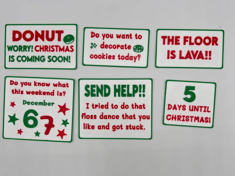 Elf on the Shelf Signs #2 - (set of 6)