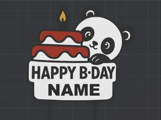 Cute Panda Cake Topper (Custom Name)