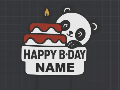 Cute Panda Cake Topper (Custom Name)