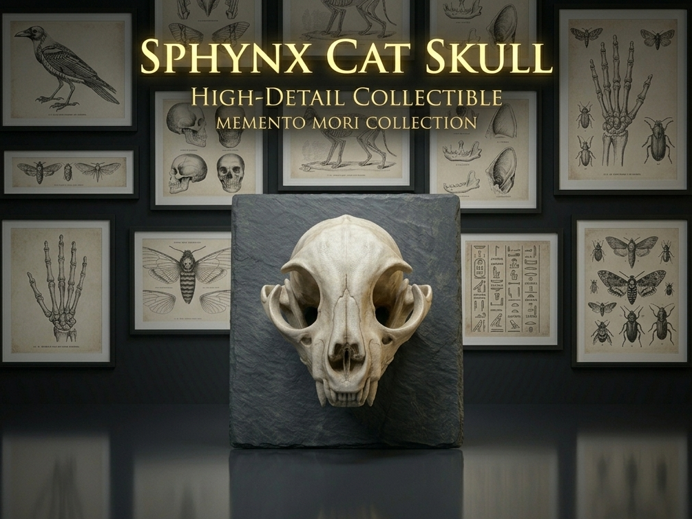 Sphynx Cat Skull 3D Sculpture - Pre Supported