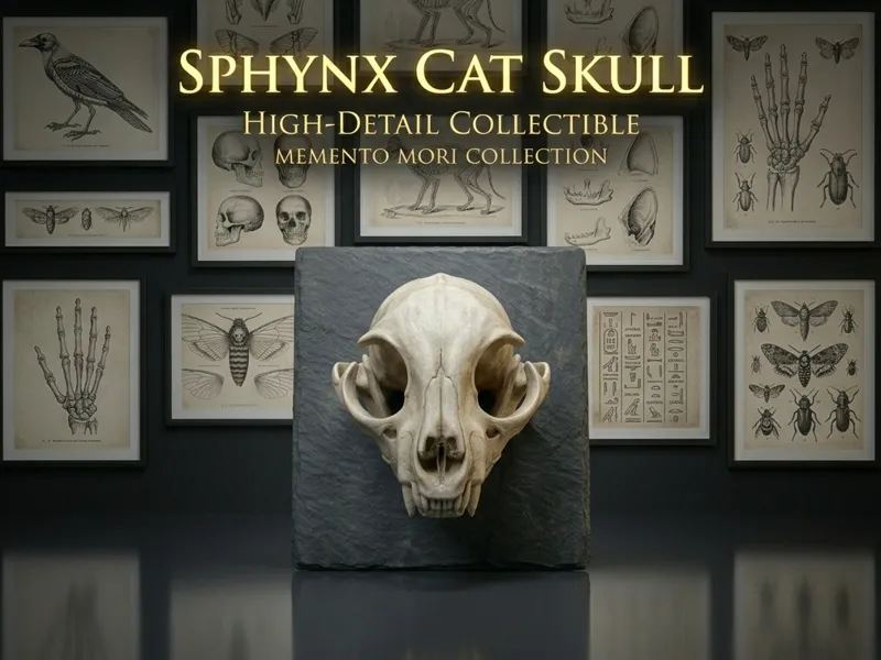Sphynx Cat Skull 3D Sculpture - Pre Supported