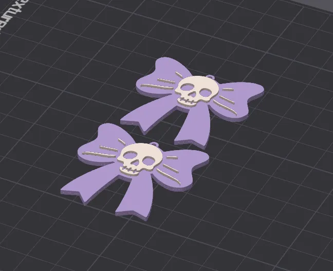 Skull Bow Earrings - Free Commercial License! view 4