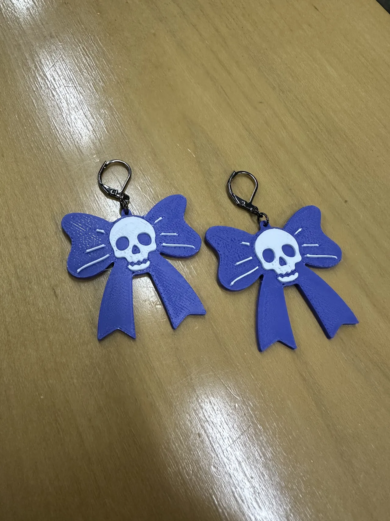 Skull Bow Earrings - Free Commercial License! view 3