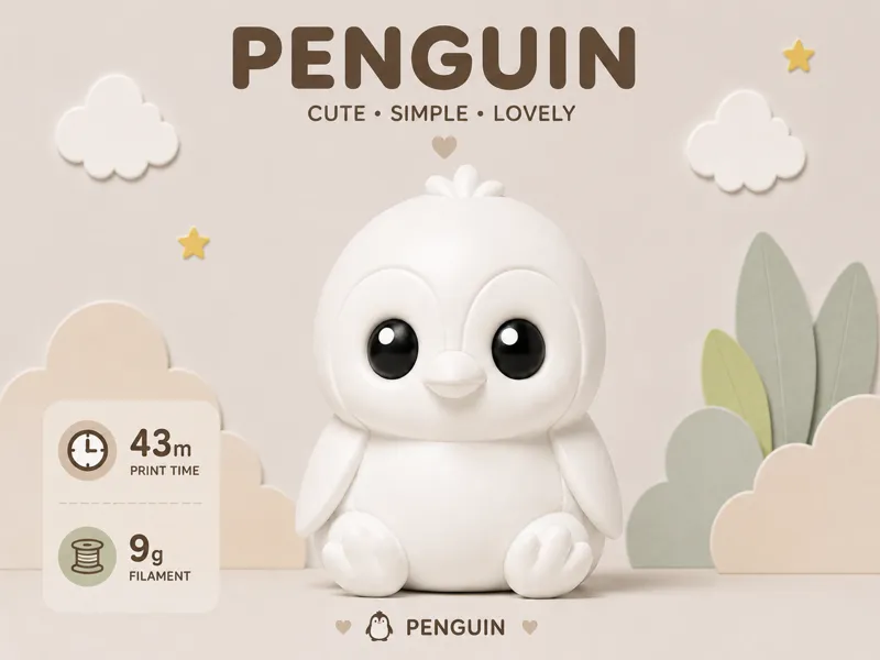 Minimalist and cute animal figurines - penguin