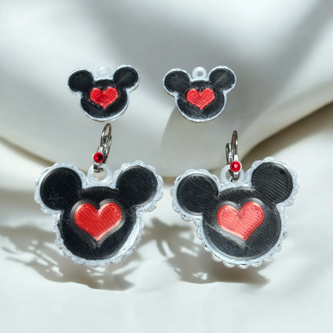 Heart-filled Mickey Valentine earrings view 2