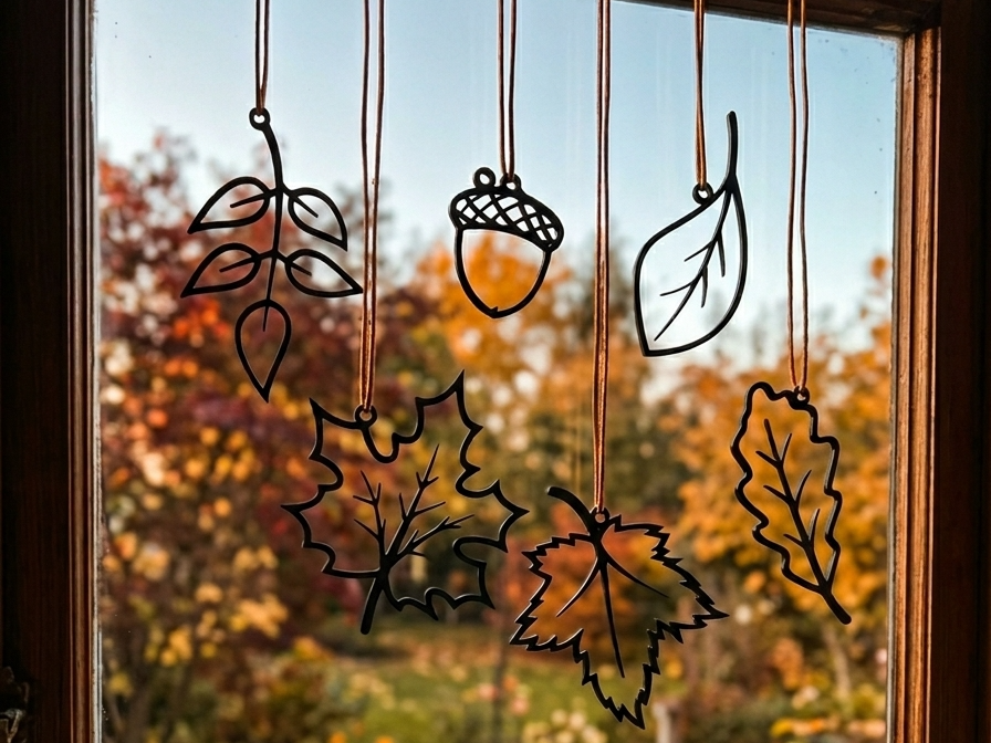 Herbst Laub Fensterhänger | Line Art Deko Set - 1