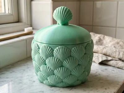 Coastal Seashell Jewelry Box & Vanity Storage Jar
