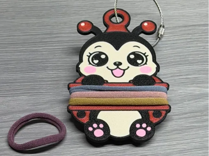 Accesorio para sujetar ligas de cabello: Lady Bug Hair Tie Holder Keychain. Referencia del modelo original.