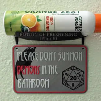 Please Don't Summon Demons Bathroom Sign w/mount