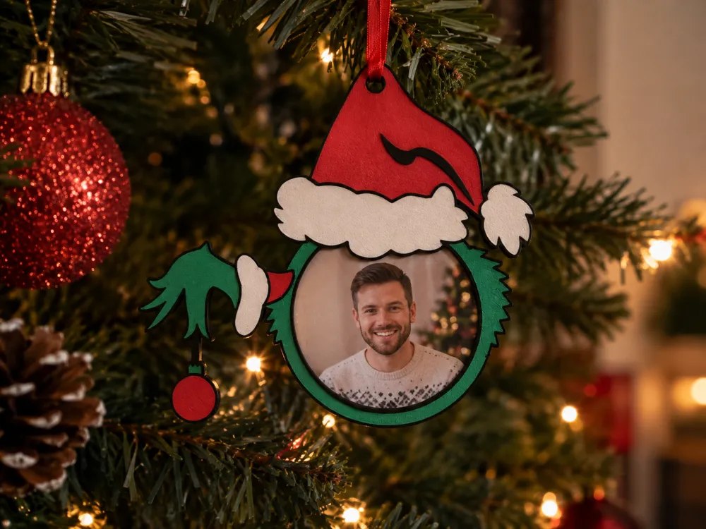 Grinch Photo Christmas Tree Ornament - Free 3D Print Model - MakerWorld