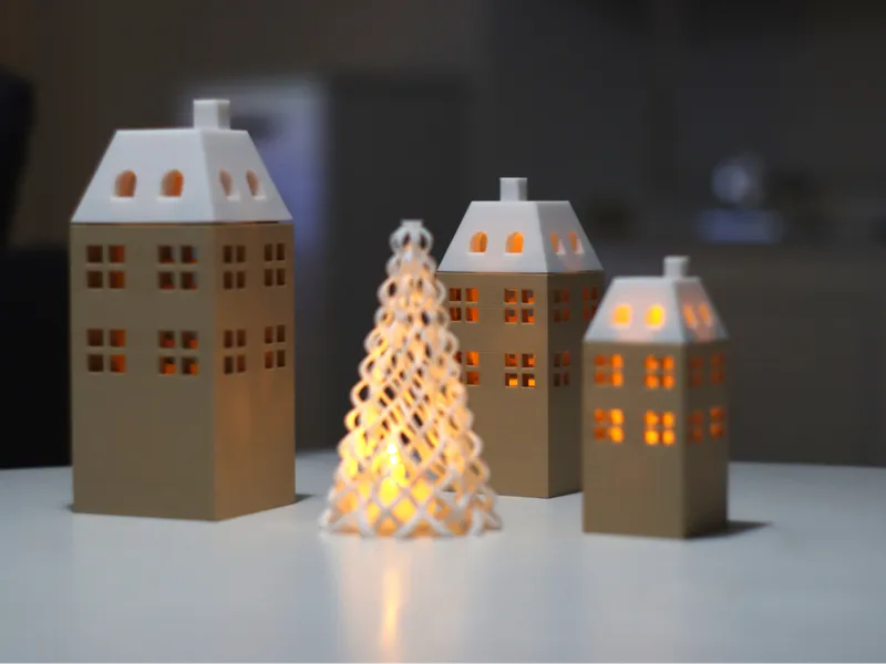 Minimalistic candlelight Christmas Village