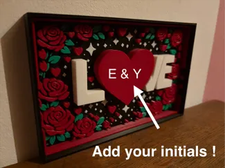 LOVE Floral Frame – Romantic 3D Print Decoration