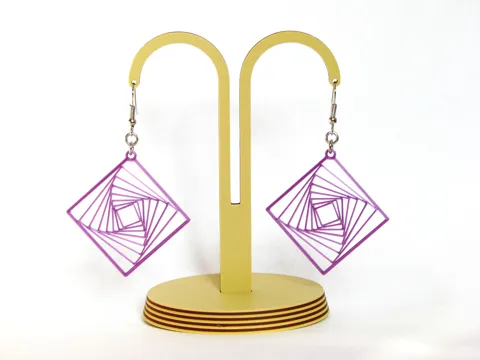 Earrings - rotating squares