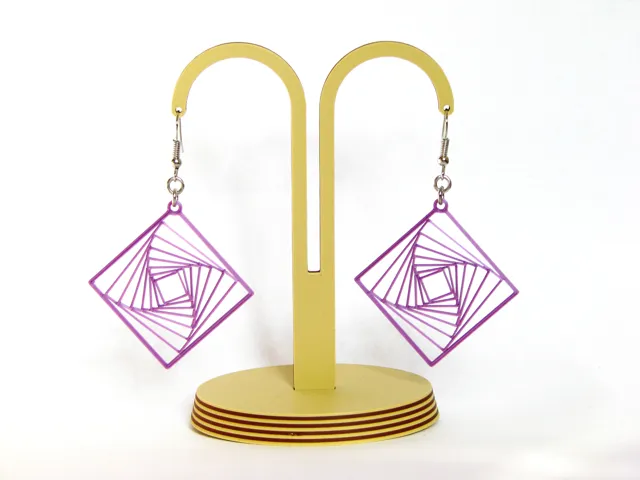 Earrings - rotating squares