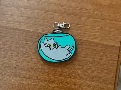 Cat in the fishbowl Keychain
