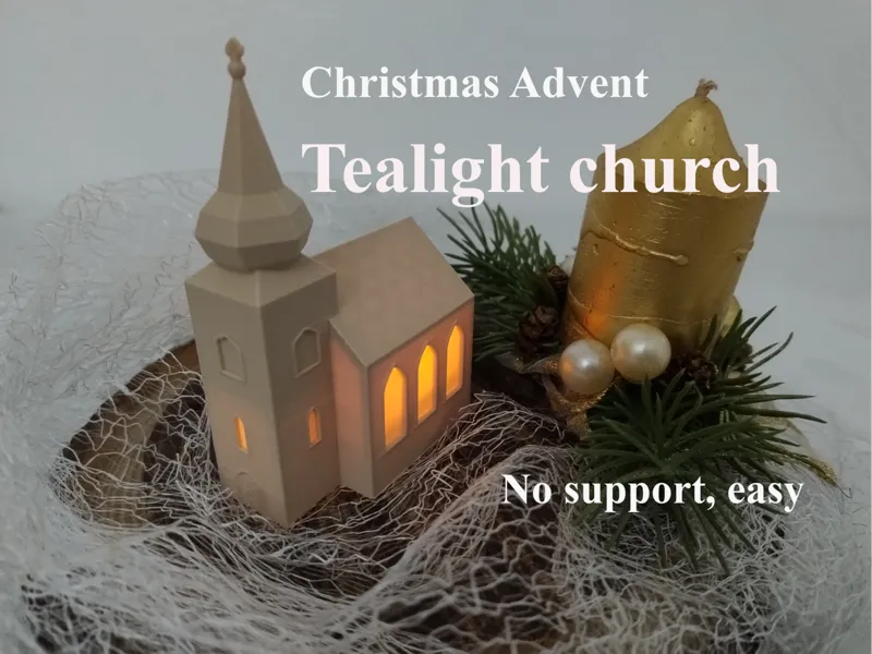 Christmas Advent Tealight church (no support)