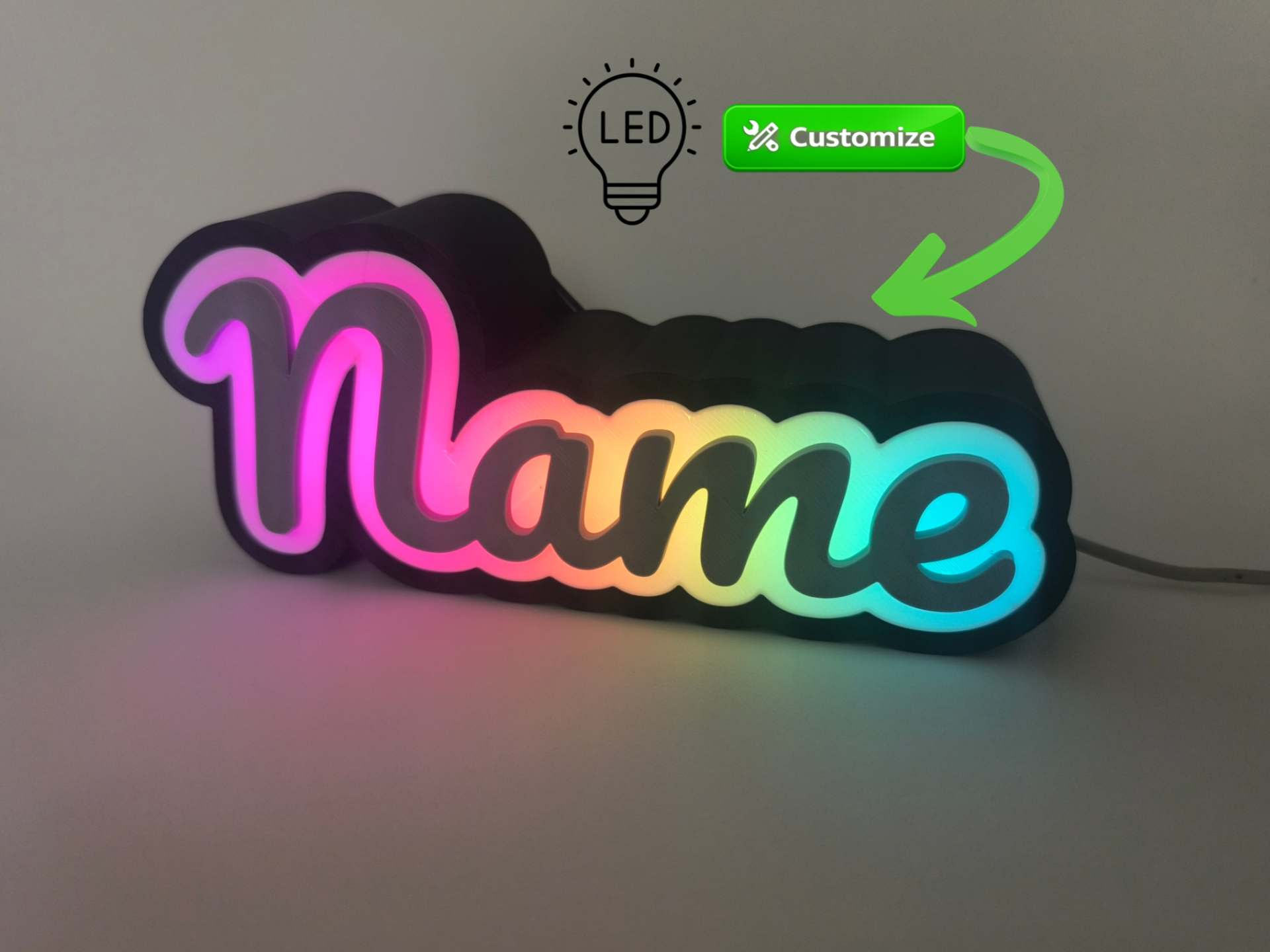 Custom LED Name Light Box – Parametric, AMS Ready - 1