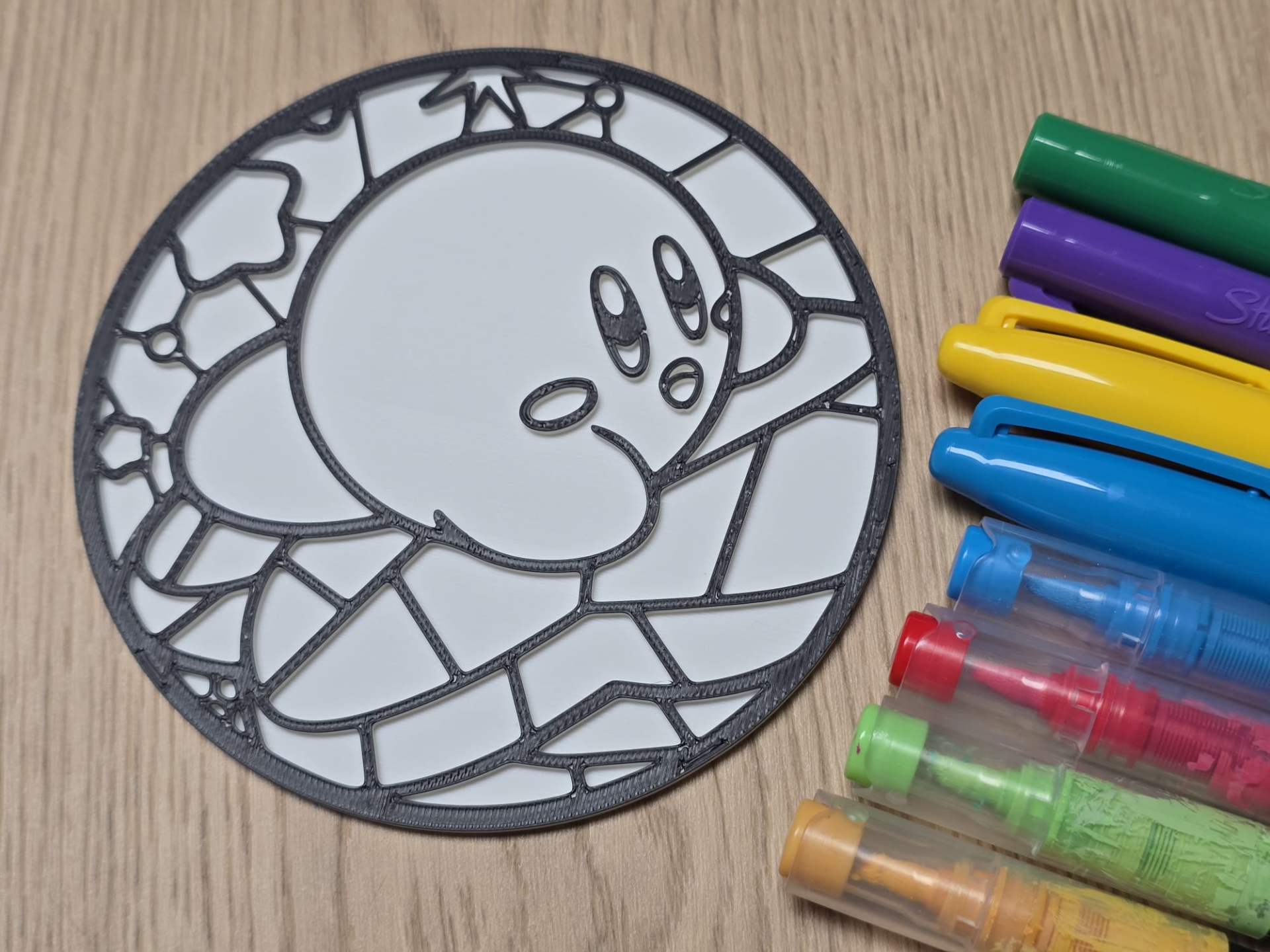 Kirby Stained Glass Coloring Craft DIY